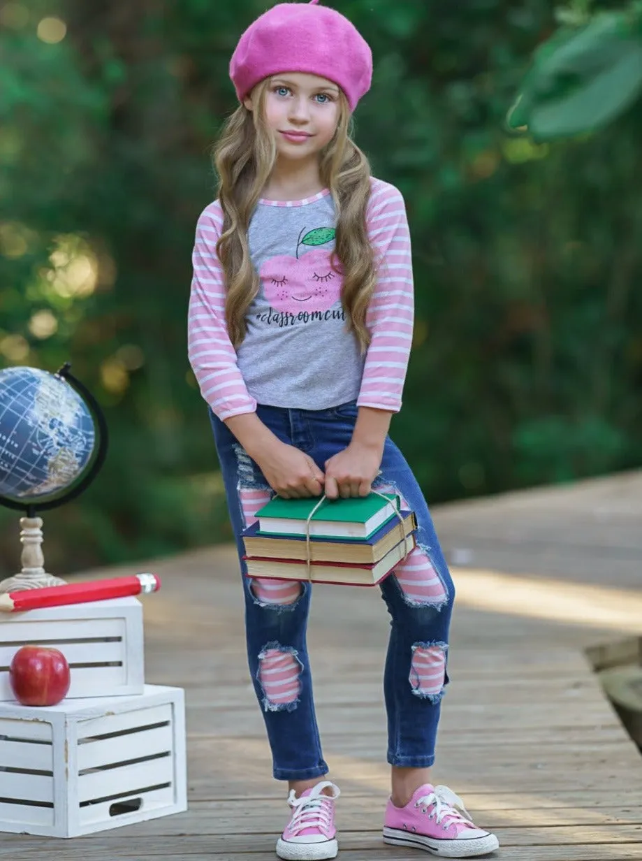 Classroom Cutie Patched Jeans Set