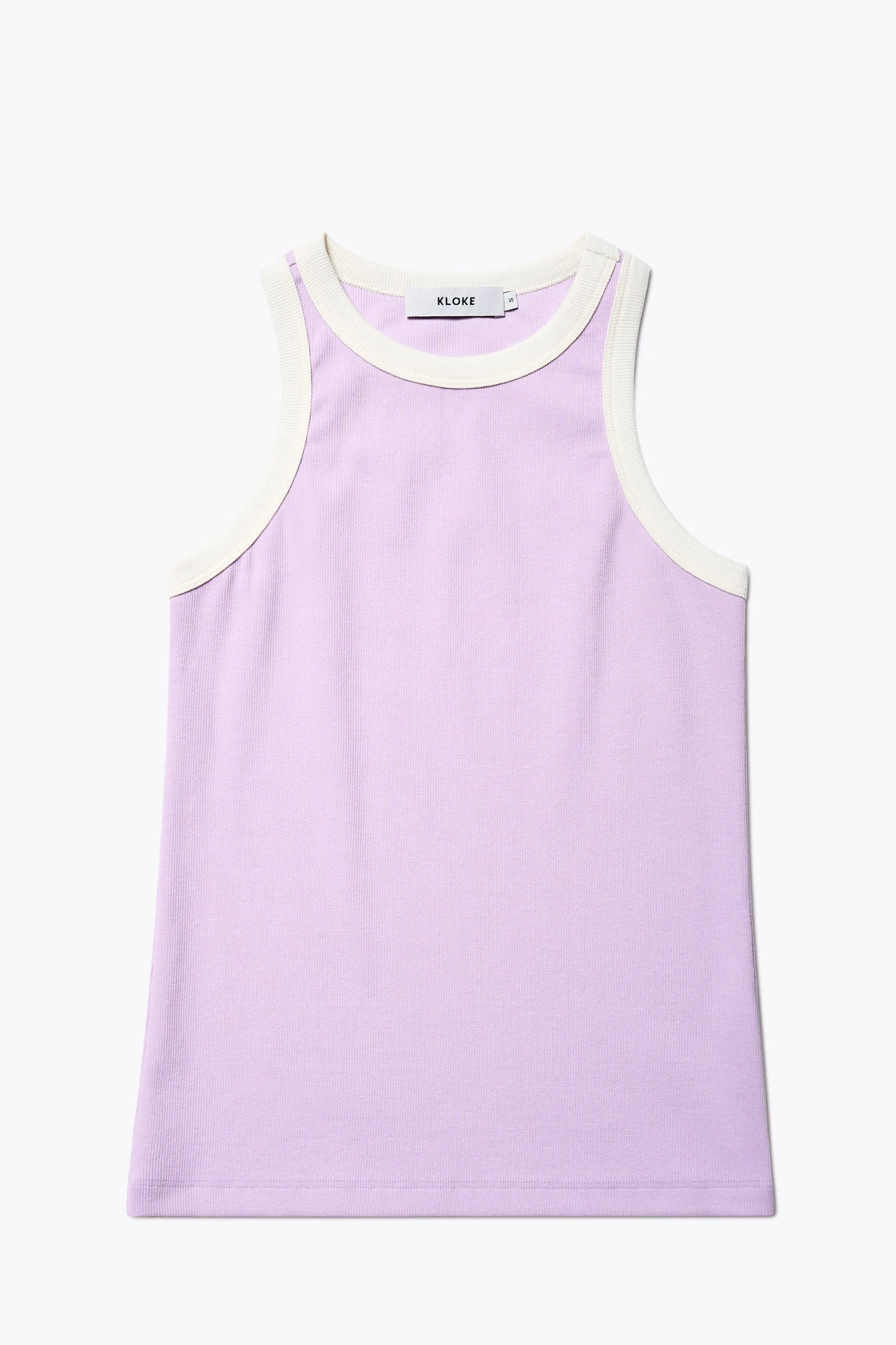 Flux Racer Back Tank Lilac w Ecru Bind