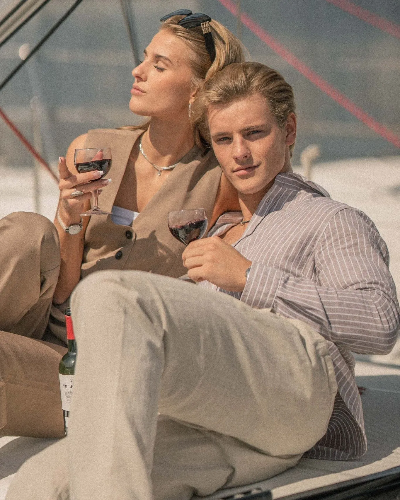 Long Sleeve Linen Shirt Mocha Striped