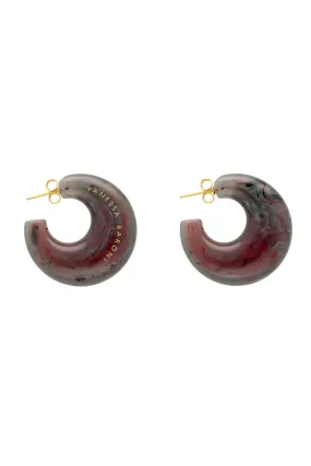 Moon Earring in Ikat Marble