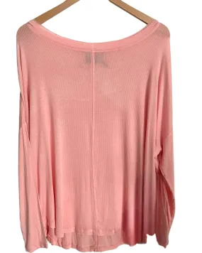 Soft Autumn Peach Raw Hem Ribbed Tee