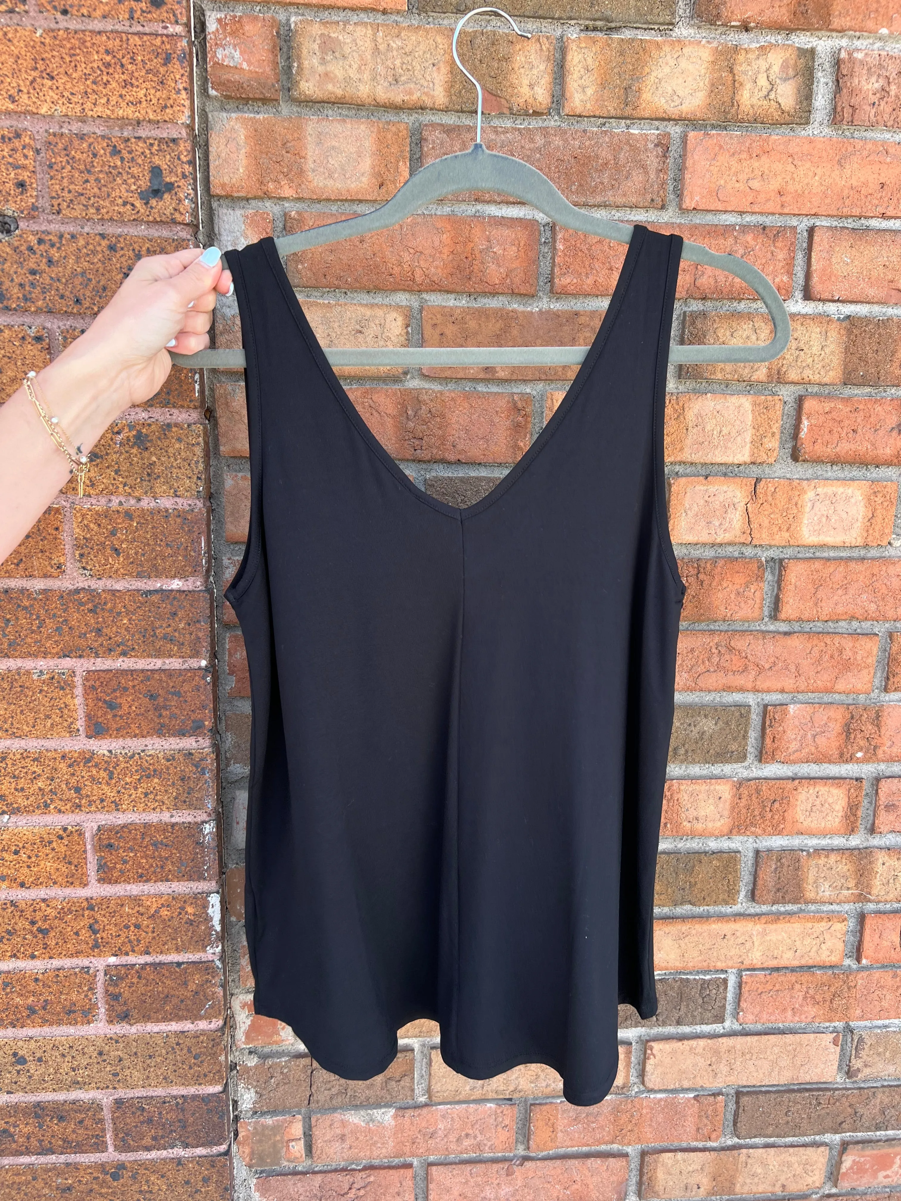 Solid Flowy Bamboo V-Neck Tank